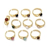 316 Stainless Steel with Natural Mixed Gemstone Cuff Rings RJEW-Z098-01G-05-4
