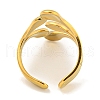 Ion Plating(IP) 304 Stainless Steel Teardrop Open Cuff Ring for Women RJEW-A043-14G-3