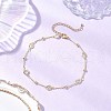 304 Stainless Steel & Brass Clear Cubic Zirconia Chain Anklets for Women AJEW-AN00688-1