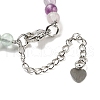Natural Fluorite Round & Synthetic Non-magnetic Hematite & White Shell Beaded Bracelets for Women BJEW-K251-02B-4