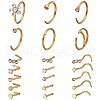21Pcs 21 Style Clear Cubic Zirconia Flower & Flat Round & Heart Nose Studs & Rings Set JX527C-1