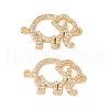 Brass Micro Pave Clear Cubic Zirconia Connector Charms KK-G421-03G-2