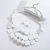 Bohemian Style Wood Square & Round Beaded Multilayer Necklaces & Dangle Earrings Sets FS-WG2F343-07-1