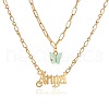 Acrylic Butterfly with Alloy Word Angel Pendant Double Layer Necklaces for Women WG9E726-02-1