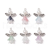 Glass Beads with Acrylic Bead Caps and Alloy Beads and ABS Plastic Imitation Pearl Round Beads and Iron Flat Head Pins Pendants PALLOY-JF03627-1