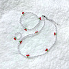 Cherry Glass & Plastic Pearl Beaded Necklaces & Charm Bracelets & Rings Sets FS-WG8A581-01-1