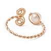 Mother's Day Jewellery Round Natural Cultured Freshwater Pearl Beads Finger Rings RJEW-JR00776-4