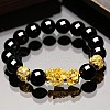 Glass Round Bead Stretch Bracelets WG0941C-04-1