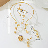 Iron Round Beaded Collar & Stud Earrings & Cuff Bangles & Rings Sets FS-WG833C7-01-3
