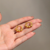 304 Stainless Steel Round Ball Beaded Hoop Earrings OH2554-3