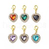 Alloy Rhinestone Heart Pendant Decorations HJEW-JM00808-1