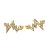 Heartbeat Brass Micro Pave Clear Cubic Zirconia Stud Earrings EJEW-G433-06G-4