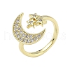 Brass Micro Pave Cubic Zirconia Cuff Rings for Women RJEW-D322-04G-4