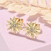 Star Brass Micro Pave Clear Cubic Zirconia Stud Earrings EJEW-D305-14G-5