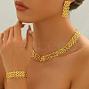 Vintage Hollow Chain Weave Iron Stud Earrings & Necklaces & Bracelets Sets for Women's Party Wedding BU8711-4