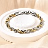 304 Stainless Steel Rope Chain Bracelets for Women BJEW-C091-03B-GP-1