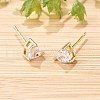 Heart Brass Pave Cubic Zirconia Stud Earrings for Women EJEW-G428-29B-02-3