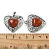 Natural Red Jasper Peach Love Heart Pendants G-G158-01D-3