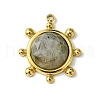Ion Plating(IP) 304 Stainless Steel Pave Faceted Natural Labradorite Pendants FIND-Z028-39E-1