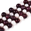 Dyed Natural Garnet Round & Natural Cultured Freshwater Pearl Grooved Potato Beads Strands PEAR-N019-12-2