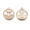 Brass Micro Pave Clear Cubic Zirconia Pendants KK-S359-093-RS-3