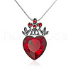 Brass Pave Glass Crown Heart Pendant Necklaces FS-WG3AF77-01-2