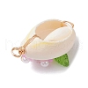 Natural Cowrie Shell Copper Wire Wrapped Flower Pendants PALLOY-JF03833-5