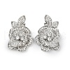 Flower Brass Micro Pave Clear Cubic Zirconia Stud Earrings EJEW-K308-08P-2