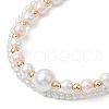 Glass Pearl Round Beaded Multi-strand Bracelets BJEW-JB11918-04-3