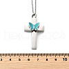304 Stainless Steel Enamel Butterfly Cross Pendant Urn Ashes Necklaces NJEW-K393-03P-6