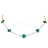 Plum Blossom Glass Links Necklace and Bracelet Sets SJEW-JS01293-03-4