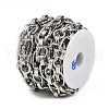 304 Stainless Steel Textured Oval with Flat Round Link Chains CHS-C017-01P-2