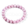 Natural Kunzite Round Beads Stretch Bracelets for Women Men BJEW-T022-05A-2