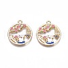 Rack Plating Alloy Enamel Pendants ENAM-N055-077-2