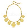 Brass Coin Pendant Bib Necklaces for Women FS-WGFA1B0-01-2