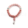 Natural Lava Rock Beads Stretch Charm Bracelets BJEW-E376-01F-1