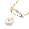Natural Pearl Pendant Necklaces NJEW-JN03017-01-4