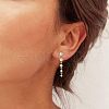 Flat Round Tassel Brass Micro Pave Clear Cubic Zirconia Stud Earrings FS-WG5D18E-01-3