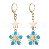 Brass Glass Seed Beads Flower Leverback Earrings EJEW-MZ00426-3