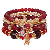 4Pcs 4 Styles Bohemian Style Alloy Glass Round Beaded Stretch Bracelets FS-WG80D8B-01-2