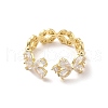 Brass Micro Pave Cubic Zirconia Open Cuff Rings RJEW-R146-17D-G-3