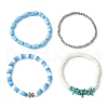 4Pcs 4 Styles Polymer Clay Heishi Surfer Stretch Bracelets Set BJEW-TA00373-3