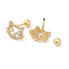 Cat Shape Brass Micro Pave Clear Cubic Zirconia Cartilage Earrings EJEW-L289-02G-02-2