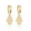 Brass Micro Pave Clear Cubic Zirconia Hoop Earrings EJEW-OY001-09G-1