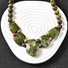Natural Unakite Faceted Bib Graduated Beaded Necklaces for Women NJEW-B128-01N-1