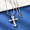 304 Stainless Steel Cross Pendant Pet Urn Ashes Necklaces NJEW-S455-02P-2