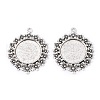Tibetan Style Alloy Flat Round Pendant Cabochon Settings TIBEP-S238-AS-NR-1