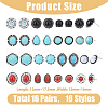 FIBLOOM 16 Pair 16 Style Ethnic Style Alloy Stud Earrings EJEW-FI0002-86-2