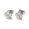 Enamel Clover with Crystal Rhinestone Stud Earrings with 316 Surgical Stainless Steel Pins EJEW-A081-12P-2