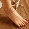 Alloy & Plastic Pearl Beads MultiLayer Tassel Toe Ring Anklets for Women FS-WG23F33-01-1